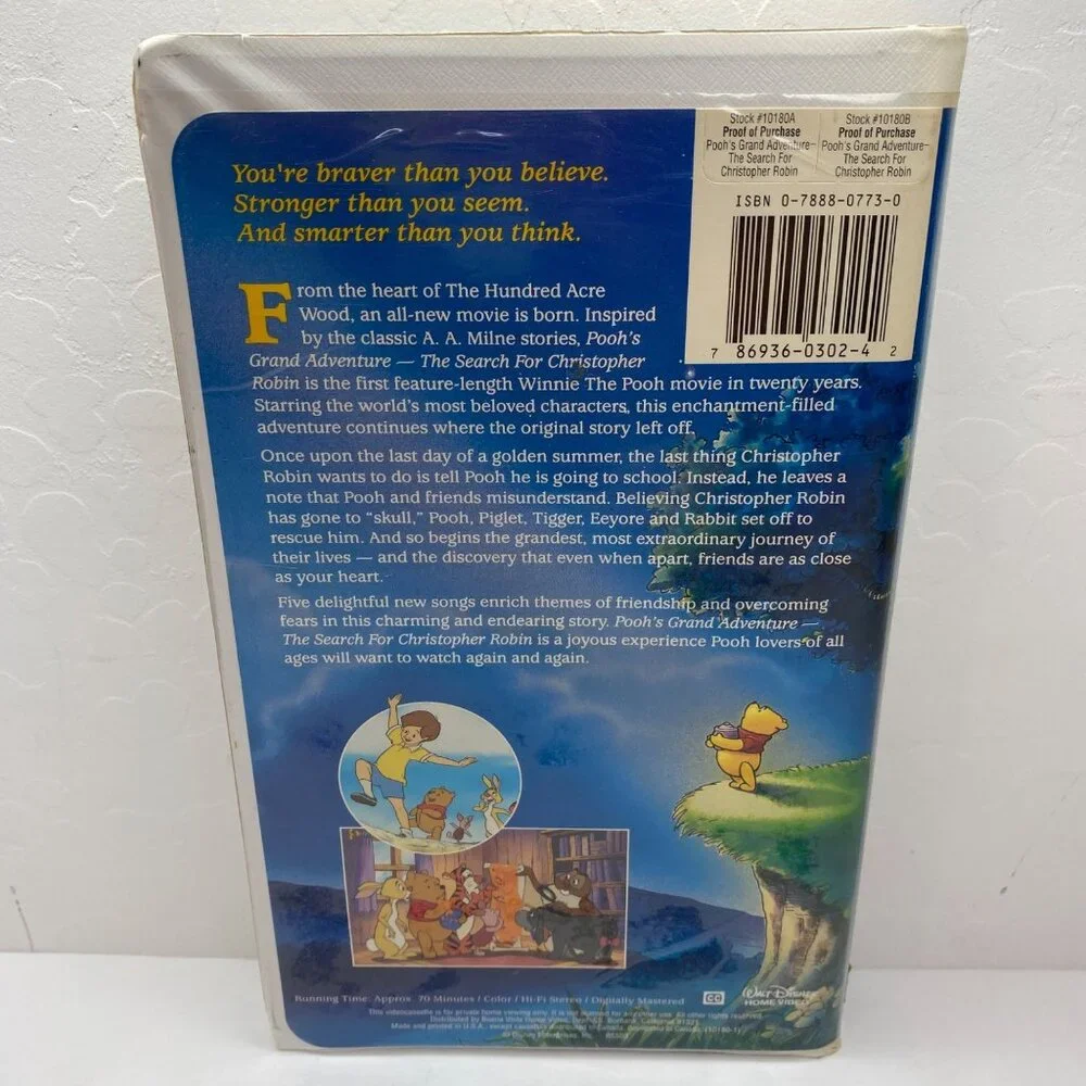 Disney Home Video Pooh's Grand Adventure Search Christopher Robin VHS Clamshell - Picture 2 of 9